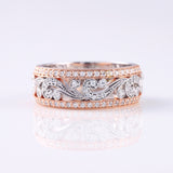 Vintage Inspired Filigree Moissanite Two Tone Wedding Band