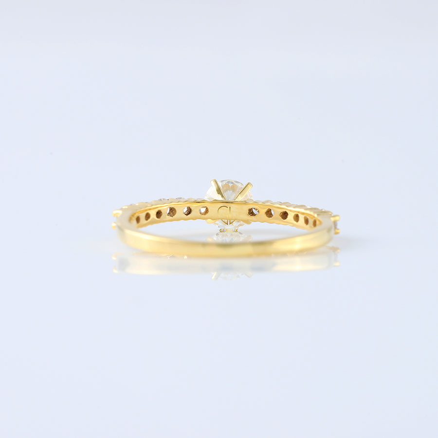 Round Moissanite Solitaire Accent Engagement Ring