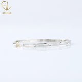 925 Silver Two Row Moissanite Diamond Bangles Bracelet For Women