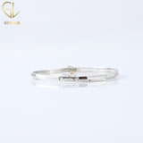925 Silver Two Row Moissanite Diamond Bangles Bracelet For Women
