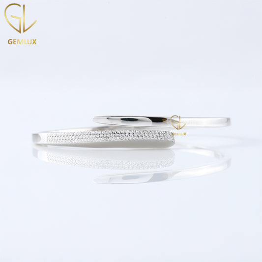 925 Silver Round Cut Moissanite Bangle Bracelet For Women