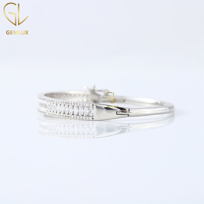 Luxury Marquise & Round Cut Lab Grown Diamond Bangle Bracelet For Women