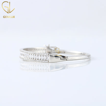 Luxury Marquise & Round Cut Lab Grown Diamond Bangle Bracelet For Women