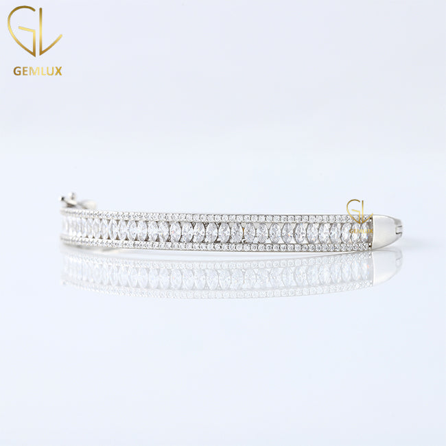 Luxury Marquise & Round Cut Lab Grown Diamond Bangle Bracelet For Women