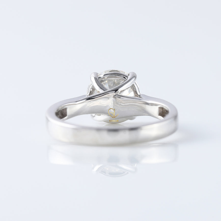 Pinch Style Round Moissanite Solitaire Engagement Ring