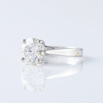 Pinch Style 2 CT Round Cut Lab Grown Solitaire Ring