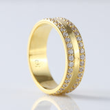 Lab Grown Two Row Wide Wedding Band For Men