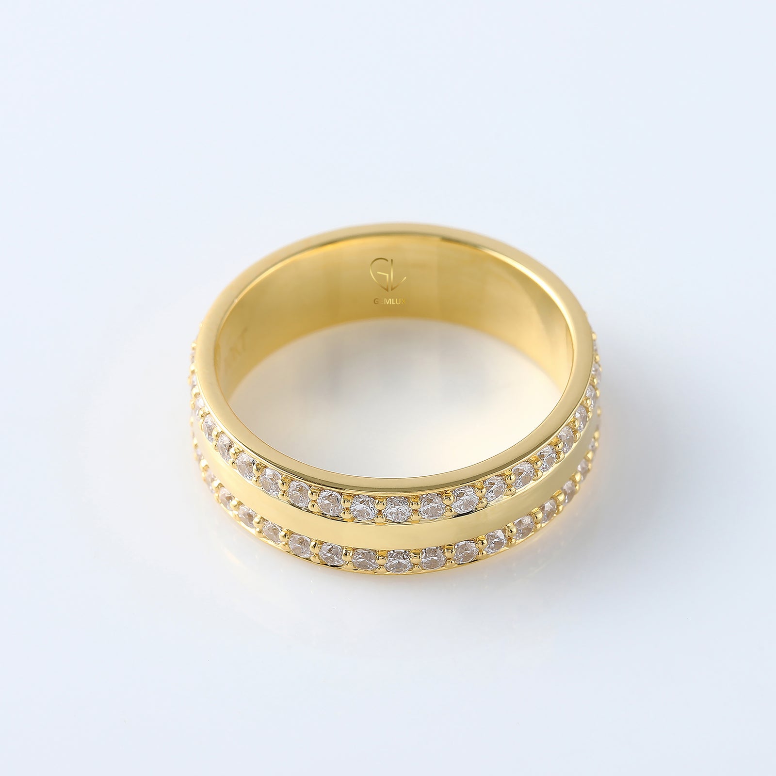 Men's Two Row Round Moissanite Full Eternity Band