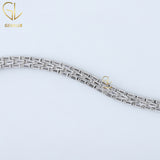 925 Silver Baguette Cut Moissanite Tennis Bracelet