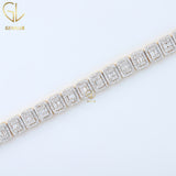 Iced Out Baguette & Round Cut Moissanite Diamond Tennis Chain