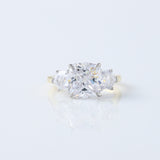 Three Stone Cushion Cut Moissanite Diamond Wedding Ring