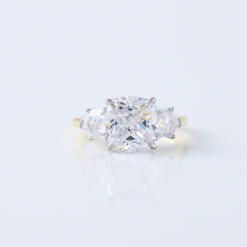 Cushion Cut Three Stone Moissanite Ring
