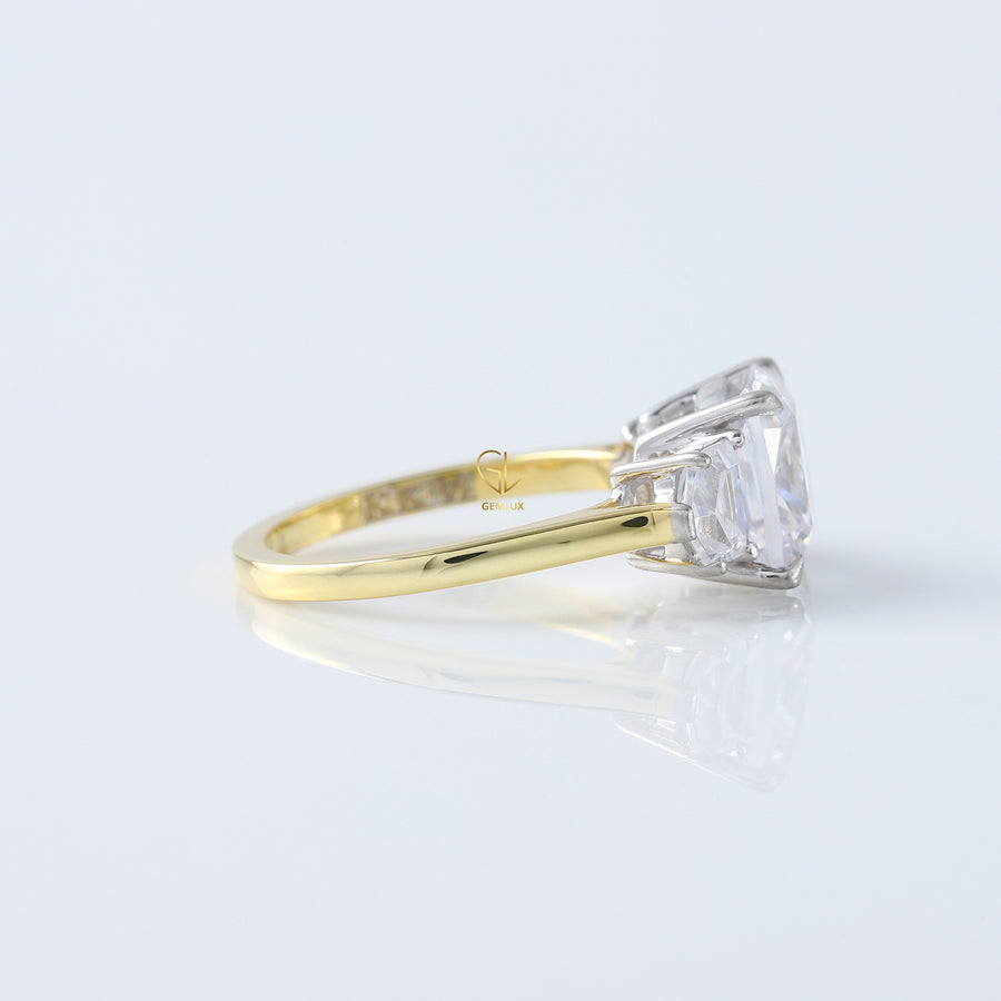 Cushion Cut Three Stone Moissanite Ring