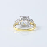 Three Stone Cushion Cut Moissanite Diamond Wedding Ring