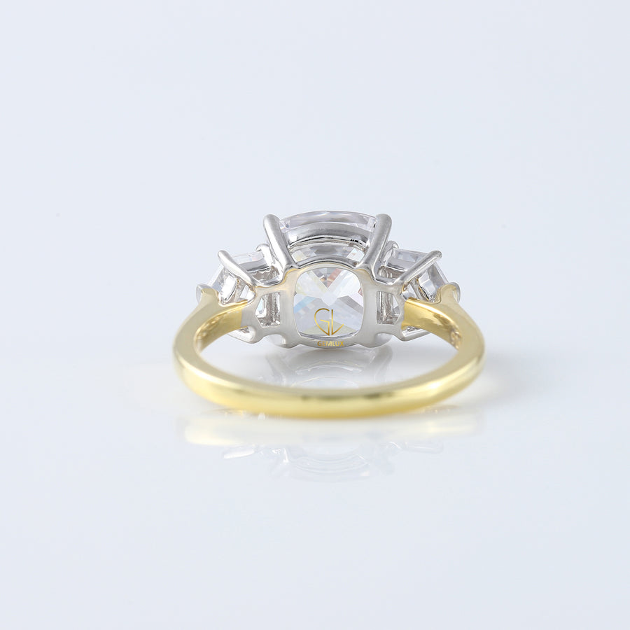 Cushion Cut Three Stone Moissanite Ring