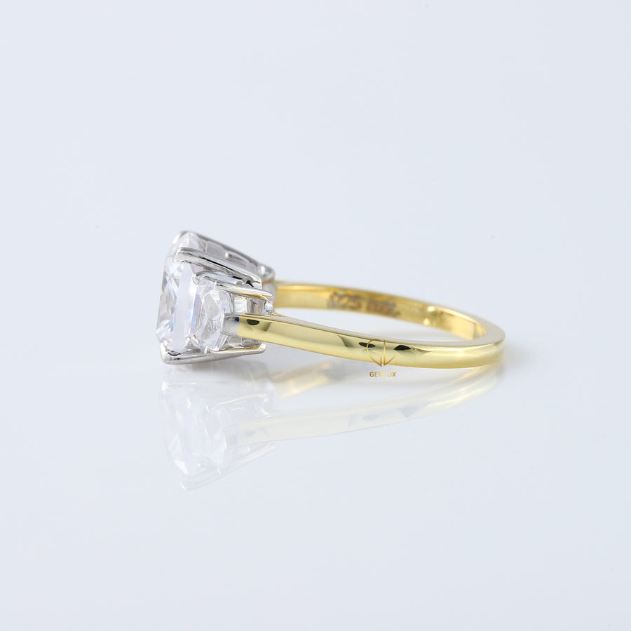 Cushion Cut Three Stone Moissanite Ring