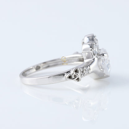 Irish Crown Heart Shape Diamond Claddagh Ring