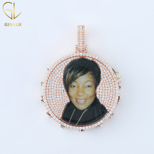 Iced Out Moissanite Diamond Memory Photo Pendant