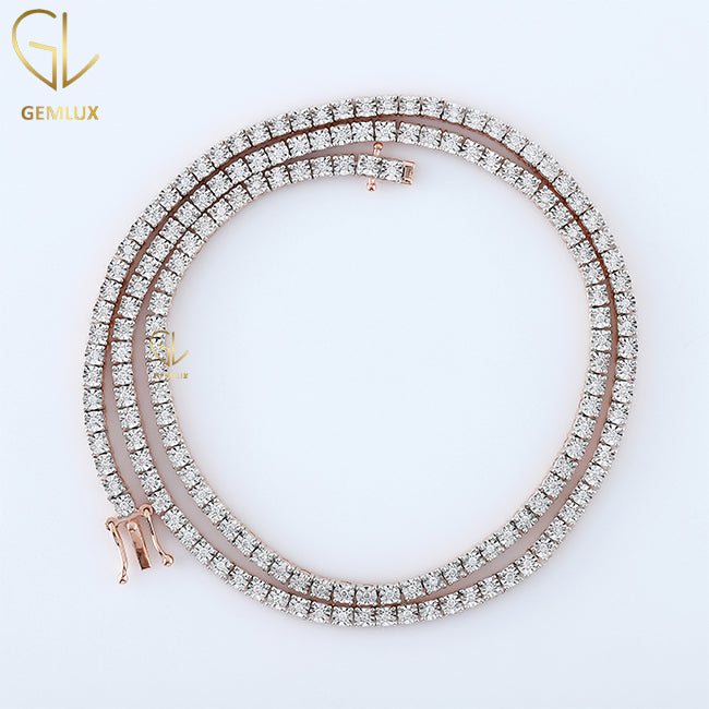 Round Cut Moissanite Diamond Tennis Chain For Men Women