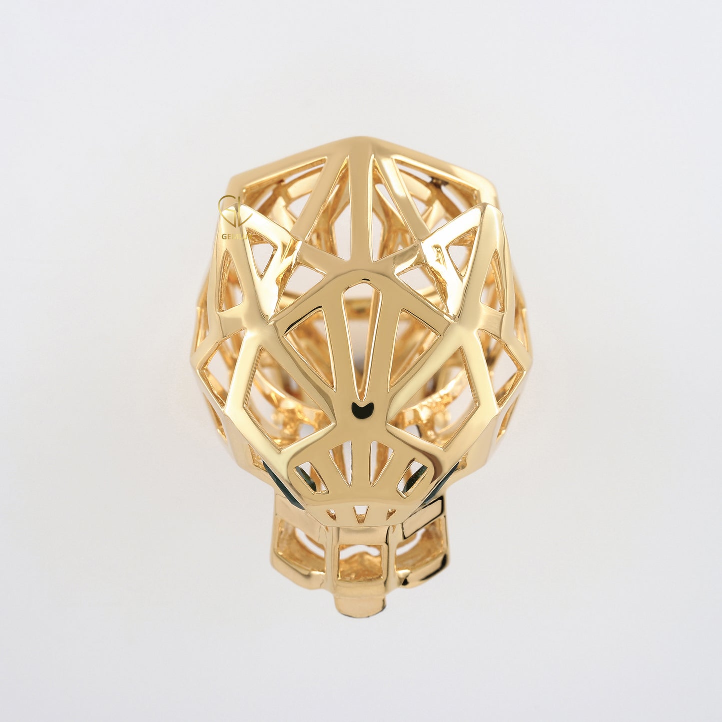 Solid Gold Green Eye Panther Ring - Animal-Inspired Design