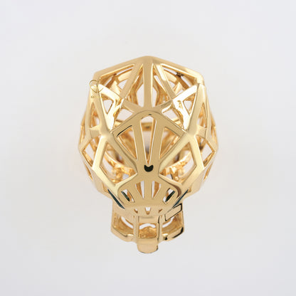 Solid Gold Green Eye Panther Ring - Animal-Inspired Design