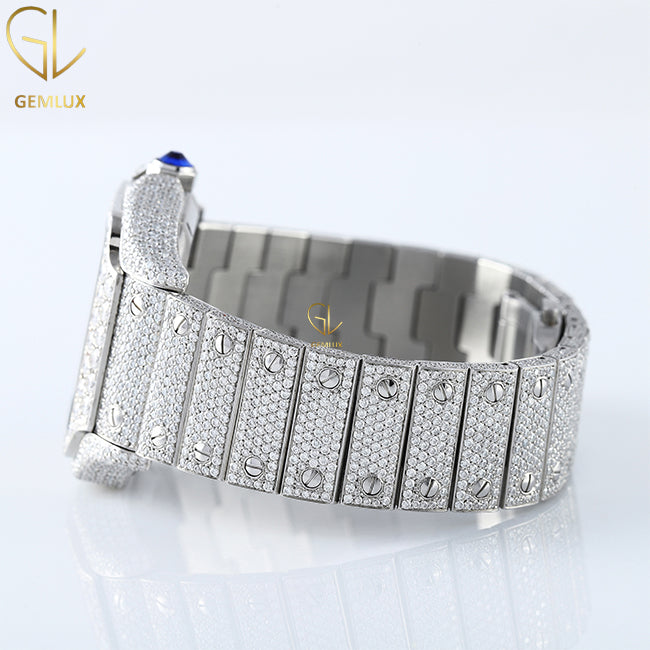 Iced Out Roman Square Dial Pass Diamond Tester VVS Moissanite Watch