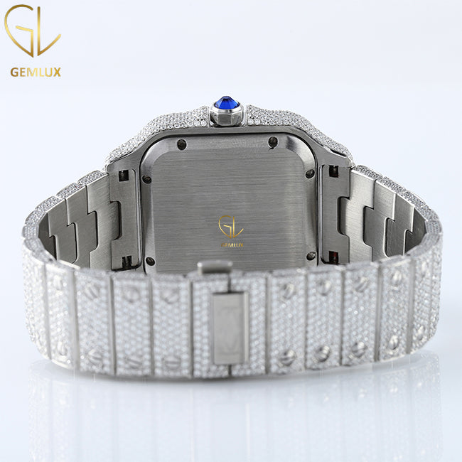 Iced Out Roman Square Dial Pass Diamond Tester VVS Moissanite Watch