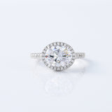 East to West Oval Cut Moissanite Diamond Halo Engagement Ring