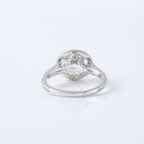 East to West Oval Cut Moissanite Diamond Halo Engagement Ring