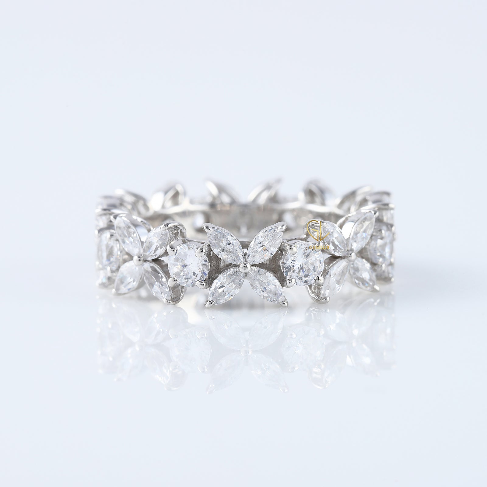 Floral Inspired Moissanite Wedding Band