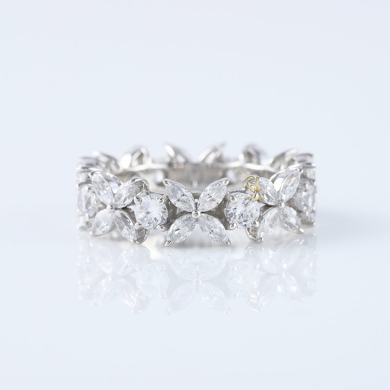 Floral Inspired Moissanite Wedding Band