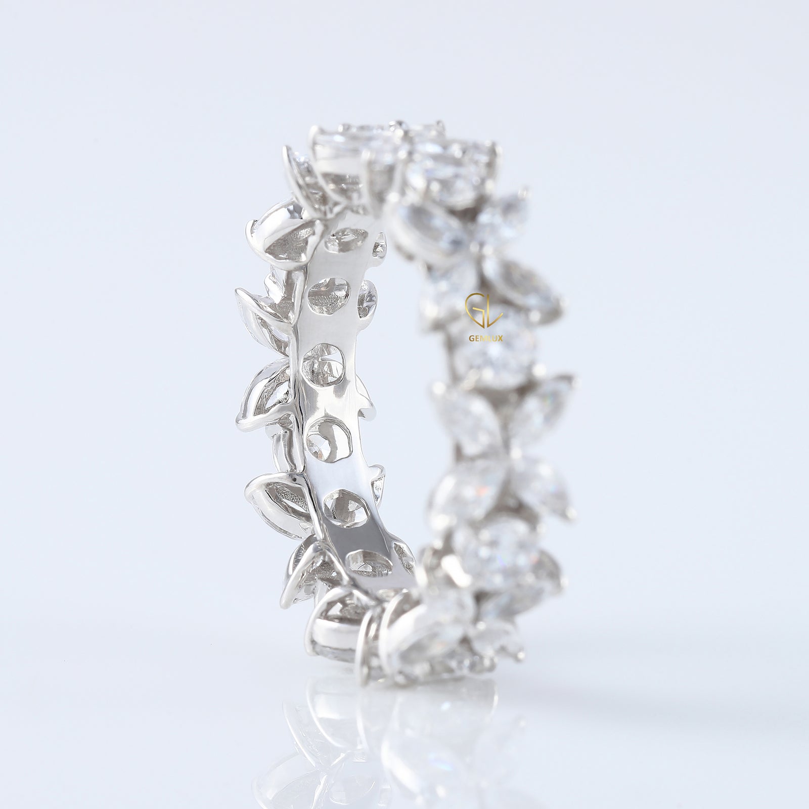 Floral Inspired Moissanite Wedding Band