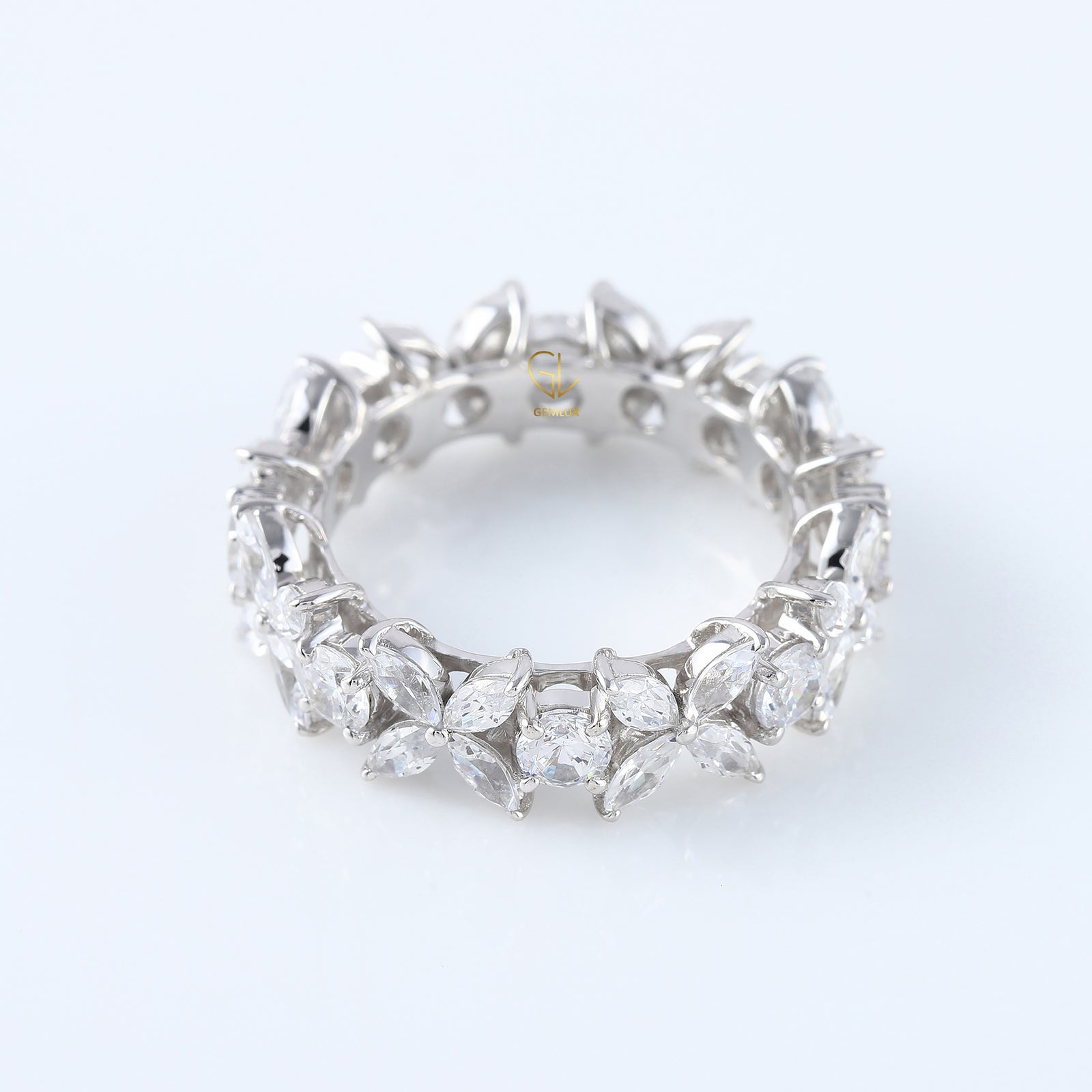 Floral Inspired Moissanite Wedding Band