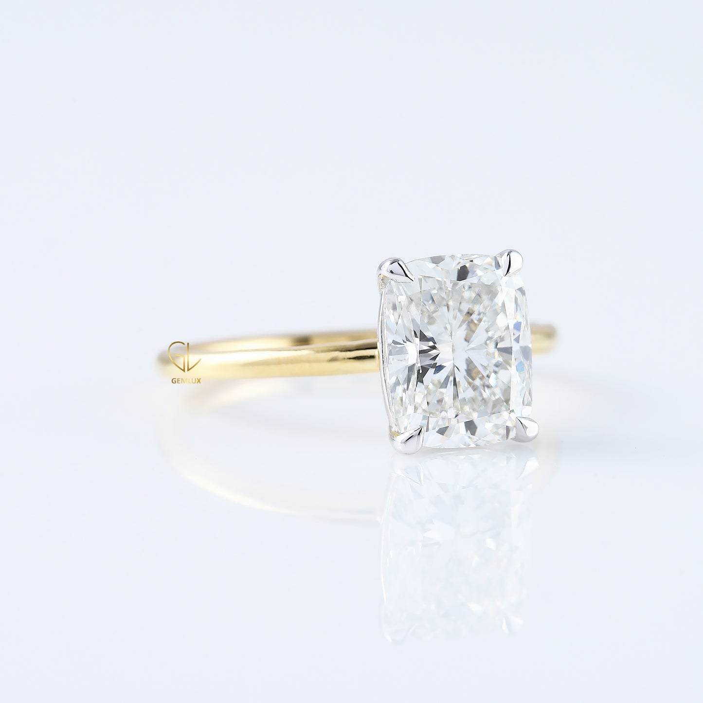 Elongated Cushion Cut Moissanite Solitaire Engagement Ring