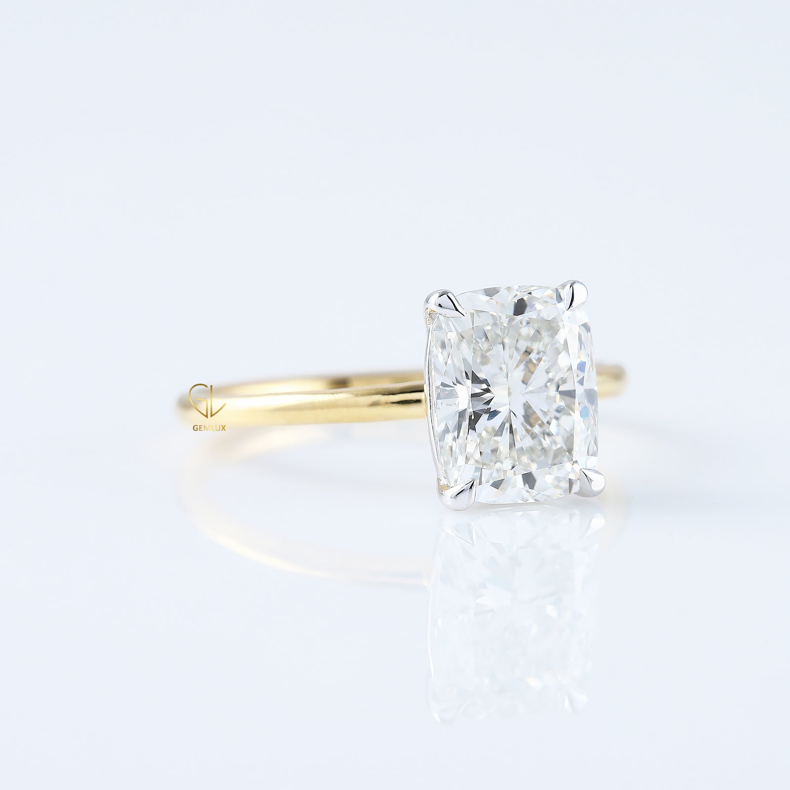 Elongated Cushion Cut Moissanite Solitaire Engagement Ring