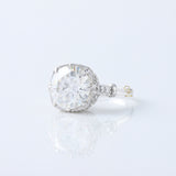 Art Deco Round Cut Moissanite Diamond Hidden Halo Engagement Ring