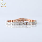 Rose Gold Plated Baguette Cut Moissanite Tennis Bracelet