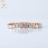 Rose Gold Plated Baguette Cut Moissanite Tennis Bracelet