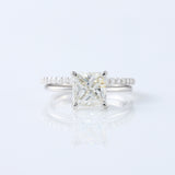 Princess Cut Moissanite Solitaire Diamond Ring With Matching Eternity Ring Set 