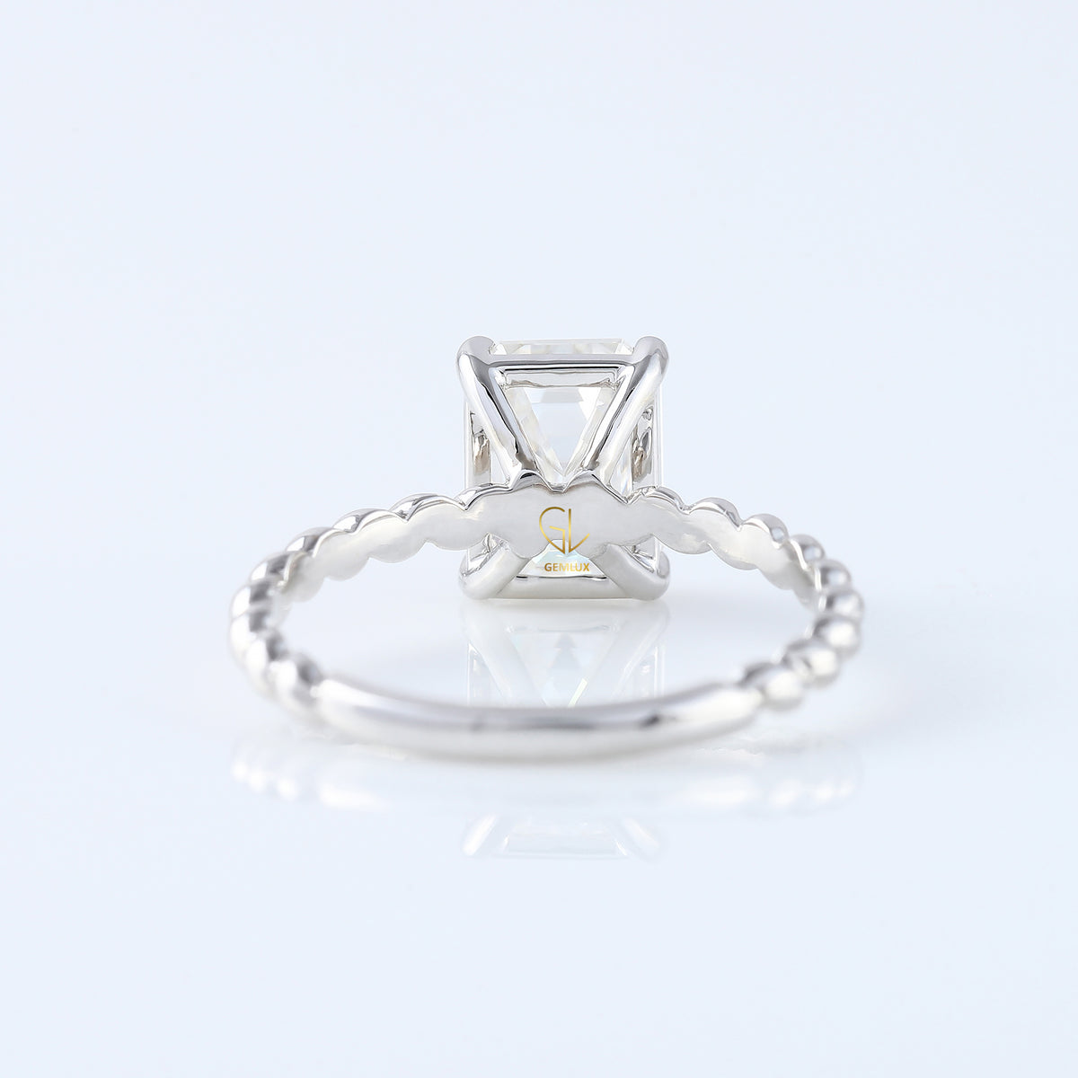 Twisted Emerald Cut Moissanite Solitaire Rope Braided Ring