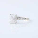 Twisted Emerald Cut Lab Grown Solitaire Rope Ring