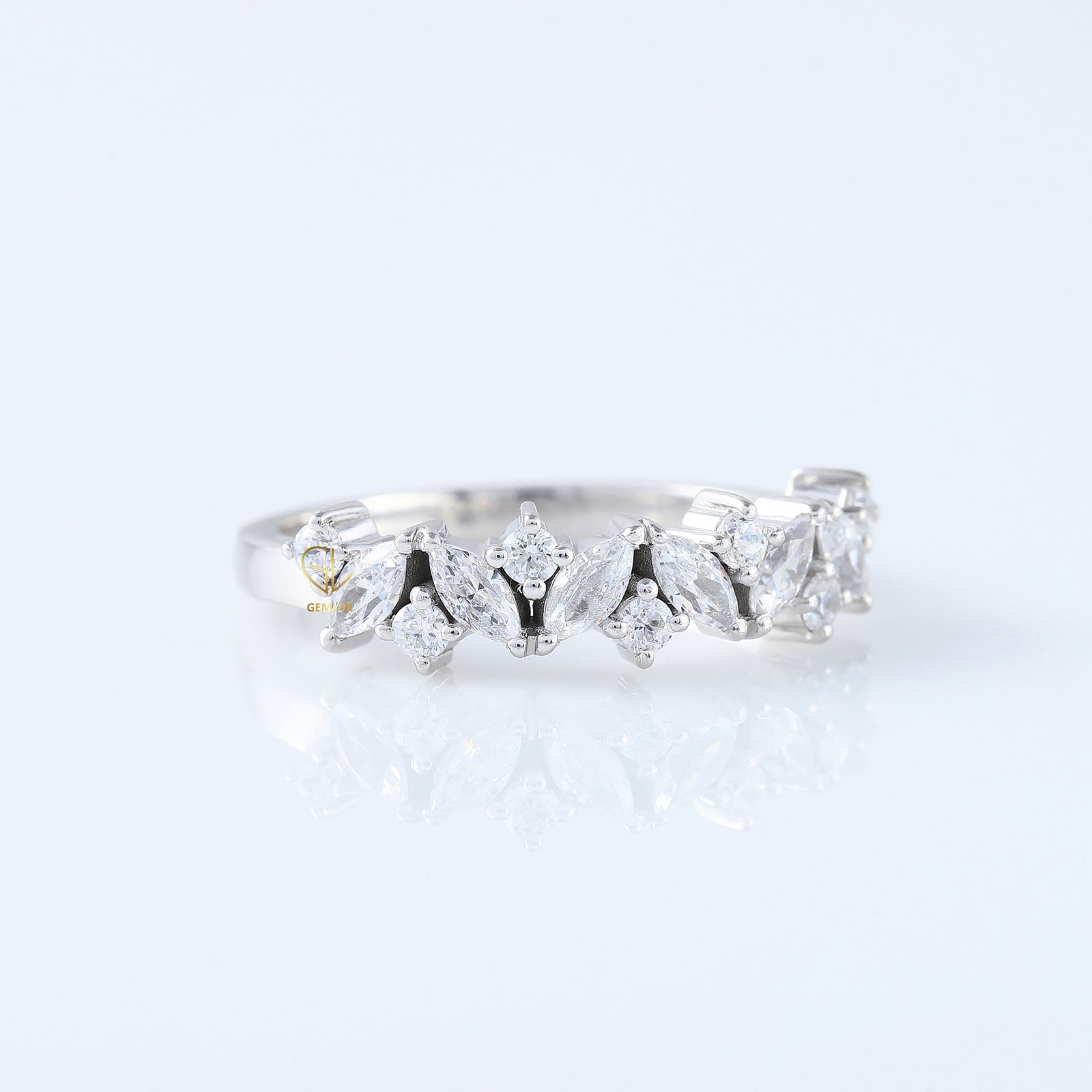Marquise & Round Lab Grown Wedding Band