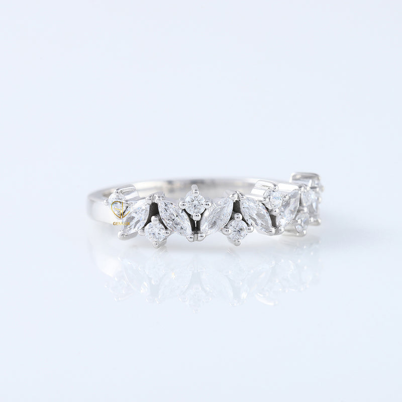 Marquise & Round Lab Grown Wedding Band