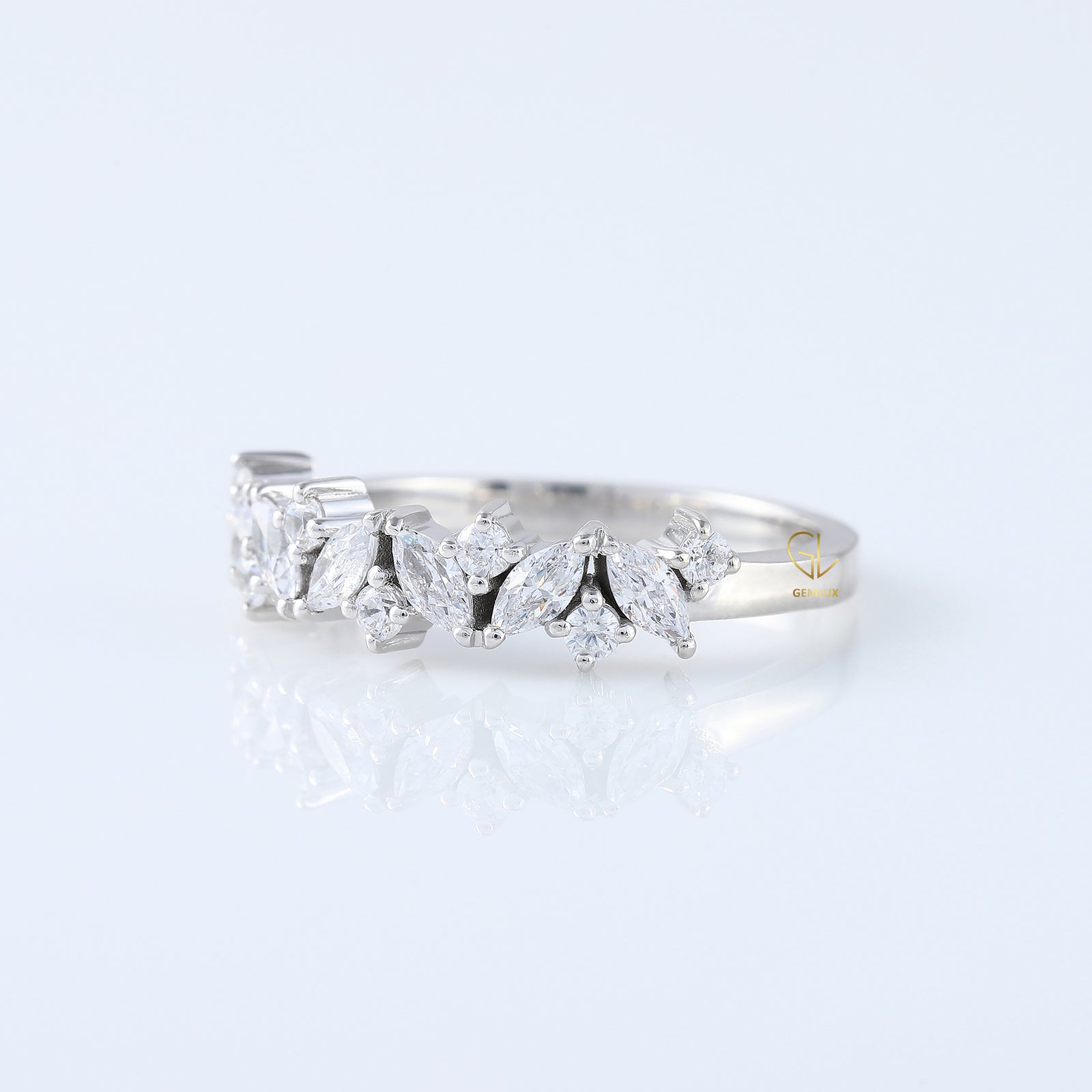Marquise & Round Lab Grown Wedding Band
