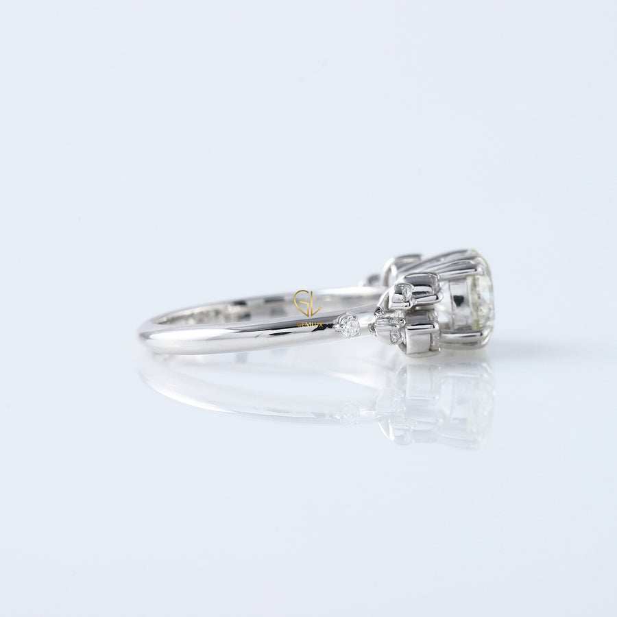 Round Cluster White Gold Moissanite Engagement Ring