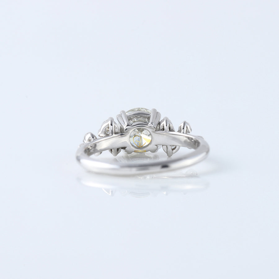 Round Cluster White Gold Moissanite Engagement Ring