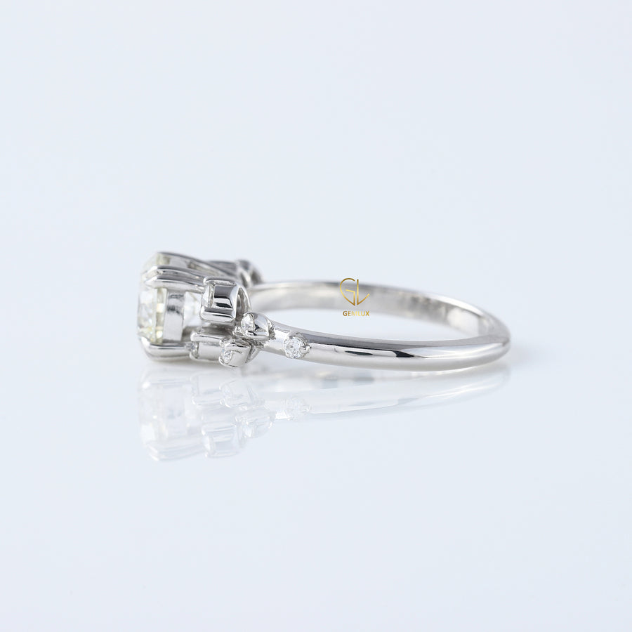 Round Cluster White Gold Moissanite Engagement Ring