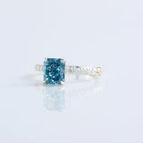 Blue Radiant Cut Lab Grown Classic Solitaire Diamond Engagement Ring