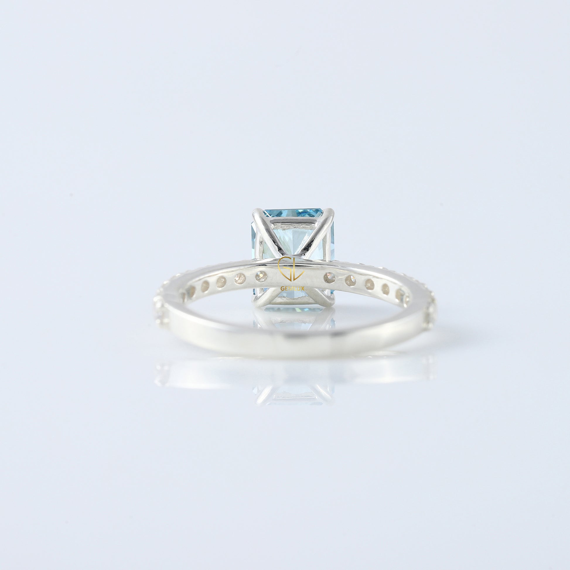 Blue Radiant Cut Lab Grown Classic Solitaire Diamond Engagement Ring