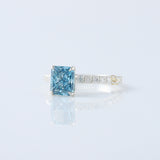Blue Radiant Cut Lab Grown Classic Solitaire Diamond  Engagement Ring